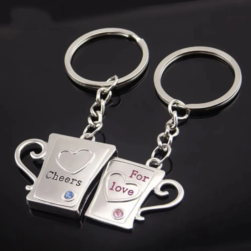 Couples Gift Set 2pc Bundle Love Coffee Tea Cups Beer Mugs Keychain Keyring